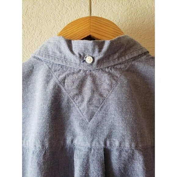 Tommy Hilfiger Mens Classic Fit Shirt Short Sleeve Blue Chambray Button XL - Picture 8 of 11